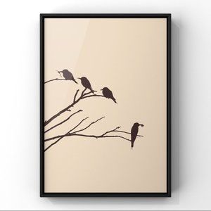 Modern minimalist cute birds abstract wall art